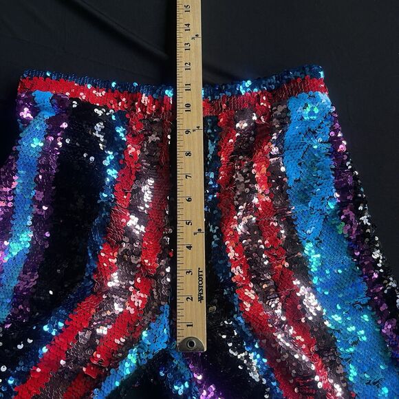 Jade Sky Sequin Trousers Womens Small Striped Rainbow Sparkly Festival Party - Picture 10 of 12